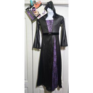 Spirit Halloween Spider Sorceress Witch Costume Girls S/M Hooded Dress Purple
